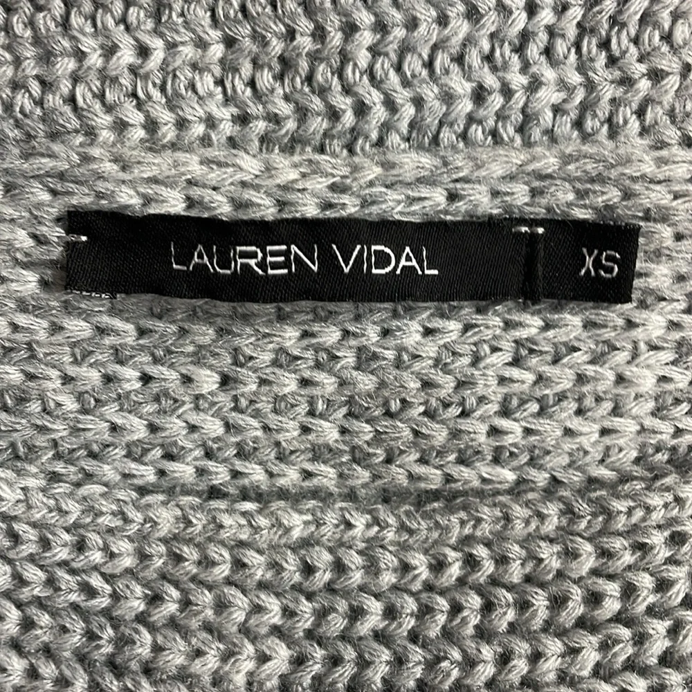 Lauren Vidal Light Gray Wool Blend Sculptural Knit Sweater Size Extra Small XS